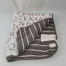 Burts Bees Gray Stripe Letters Alphabet Baby Blanket Cotton Security Lovey 27x34 - £18.17 GBP
