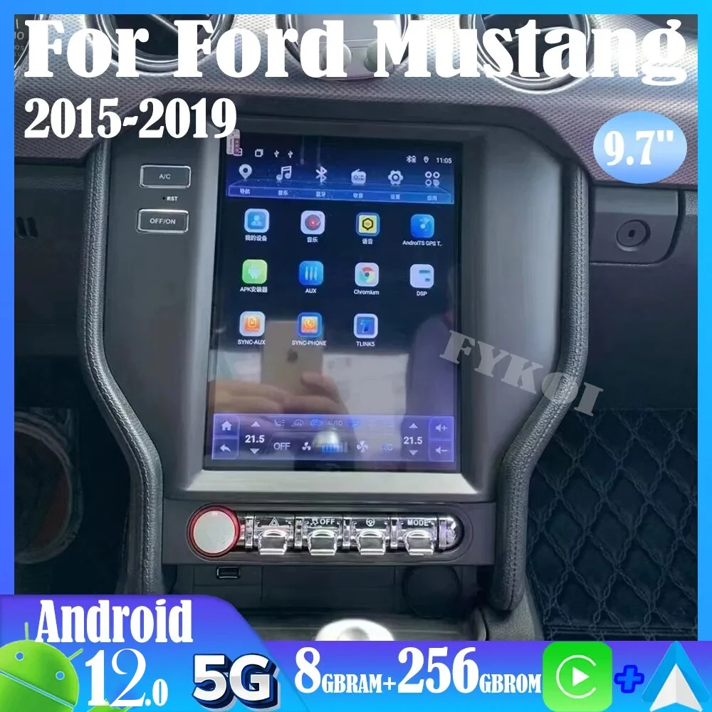 Rd mustang 2015 2019 car radio automotive multimedia tesla style carplay auto bluetooth thumb200