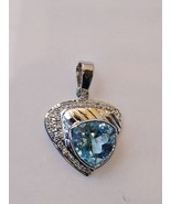 Natural Blue Aquamarine Pendant in 925 Sterling Silver - £210.74 GBP