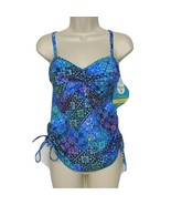 NWT Swim Solutions Tankini Top Swimsuit 8 Underwire Medallion Blue Teal ... - $33.23 CAD