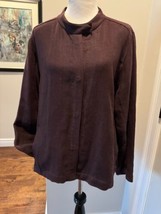 EILEEN FISHER 100% Linen Brown Snap Button Jacket SZ XL - $64.35