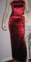 long red velvet side split evening dress Party Cocktail Size 8 Boho Hippy - $37.91