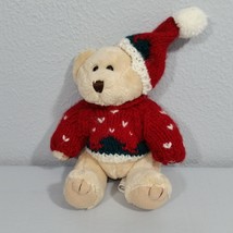 Chrisha Playful Plush 9 inch Jointed Teddy Bear Red Sweater Santa Hat 2004 - £9.76 GBP