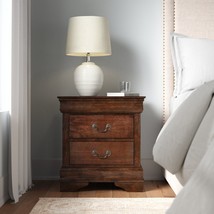Style Brown Cherry Finish 1pc Nightstand of 2x Drawers Traditional Design - £185.17 GBP