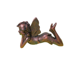 Resin Gold Color Angel Fairy Laying Down Wings 6&quot;L In Original Packing - $15.84