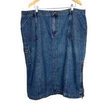 Venezia Denim Jean Skirt Womens 24 Blue Midi Side Zip Slit Pockets Cargo... - £27.92 GBP