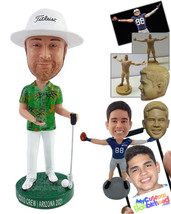 Personalized Bobblehead Vacational golfer player wearing a nice Hawaiian shirt a - £72.74 GBP