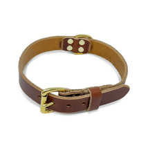 Henney&#39;s Genuine Leather Dog Collar, Solid Brass Hardware, Brown - USA Made - £23.91 GBP