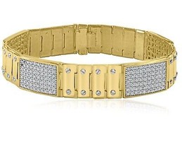 4.25CT Hombres 4 Id Enlace Brazalete Diamante 14k Oro Amarillo Macizo - £6,879.90 GBP