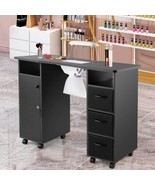 Manicure Table Nail Desk Beauty Salon W/ Dust Collector+Wrist Rest+Wheel... - £202.77 GBP