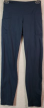Yogalicious Leggings Womens XS Dark Teal Polyester Elastic Waist Pockets Logo - £11.94 GBP