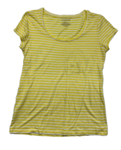 Ann Taylor Yellow &amp; White Striped Short-Sleeve Top - Size Small Cotton Modal - £10.97 GBP