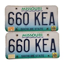 Missouri License Plate  660 KEA  Show Me State 2009 Set Of 2 - £11.47 GBP