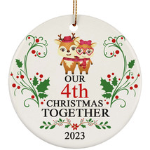 Funny Couple Deer Ornament Gift Decor 4th Wedding Anniversary 4 Year Christmas - £11.78 GBP