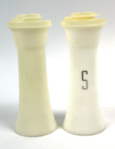 Vintage Tupperware Salt &amp; Pepper Shakers White Hourglass 6&quot; Large Set Lids 718 - £19.67 GBP
