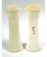 Vintage Tupperware Salt & Pepper Shakers White Hourglass 6" Large Set Lids 718 - £19.55 GBP