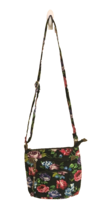 Black Floral Cross Body Purse Bag 3 Pockets Adjustable Strap Basic Classic - $223.91 MXN