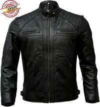 Genuine Men&#39;s Fashion Real Cow Leather Biker Style Motorcycle Jacket - £89.51 GBP
