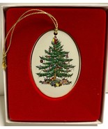 Spode OVAL CHRISTMAS TREE W/ GOLD TRIM Ornament 2 3/4&quot; TALL -  In Origin... - £10.17 GBP