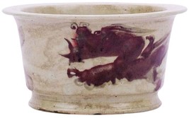 Flower Pot Planter Dragon Underglazed Red Colors May Vary Variable Ceramic - £302.95 GBP