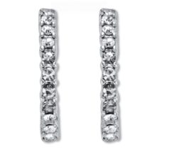 Round White Crystal Demi Hoop Earrings Silvertone - £47.07 GBP
