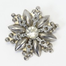 Vintage Jewelry Brooch Silver Color Star Stone Crystal Diamond Estate Sa... - $15.67