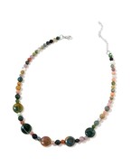 Indian Agate Silvertone Necklace (18-20 in) TGW 165cts.  New!  #JN1016 - £10.61 GBP