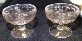 Vintage clear light pink glass dessert bowls stem bottom sundae custard Set of 2 - $12.12