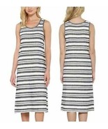 Matty M Ladies&#39; Side-Slit Tank Sleeveless Dress Color Stripe Charcoal Si... - £8.48 GBP