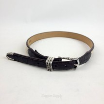 Brighton C3307 Brown Leather Linen Belt Silver Buckle S 28 - $348.75 MXN