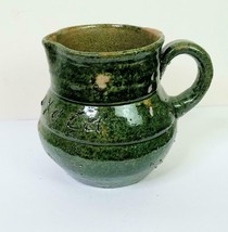 Vintage Loza Verde Green Pottery Small Pitcher  Oaxaca Atzompa Mexico 3.5&quot; - £11.65 GBP