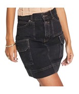 Topshop Washed Black Cargo Denim Utility Y2K Style Mini Skirt size 2 NEW... - $26.31