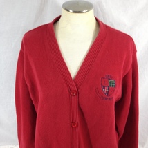 Liz Claiborne Vintage Lizsport Caridigan Sweater Womens Red Sz Large - £19.65 GBP