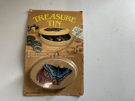Vintage Treasure Tins Purse Trinket Pill Box Oval Butterfly Sealed Hong ... - $10.00