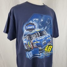 NASCAR Jimmie Johnson #48 Lowe&#39;s Racing T-Shirt XXL Blue Two Sided Chevrolet Y2K - £21.32 GBP