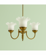 Vintage Brass 3 Arm Chandelier with Frosted White Glass Shades –  Mid-Ce... - €259,54 EUR