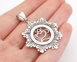 925 Sterling Silver - Shiny Petite Etched Om Spiritual Symbol Pendant - PT5847 - £25.06 GBP