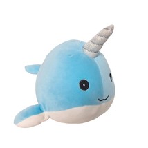 Kellytoy Blue White Narwhal Plush Glitter Horn Stuffed Animal 2019 11&quot; - $23.76