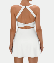 Halara Size Medium White Twist Back Active Dress, Shorts, Pockets - £19.65 GBP