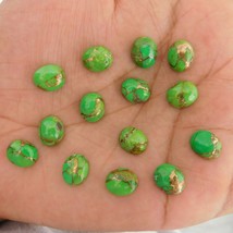 GTL Certified 4x6 MM Oval Green Copper Turquoise Loose Gemstone Lot 100 piece... - £45.55 GBP