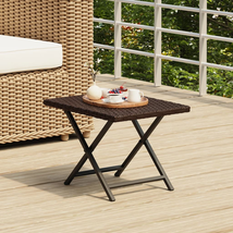 vidaXL Folding Table Brown 17.7&quot;x13.8&quot;x12.6&quot; Poly Rattan - £41.04 GBP