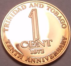 Rare Proof Trinidad &amp; Tobago 1972 Cent~10th Anniversary of Independence~... - £3.89 GBP