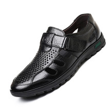 Plus Size Fashion Genuine Leather Hollow Out Men Sandals Summer Casual Shoes Bre - £42.29 GBP
