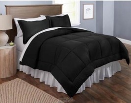 Stoneberry Pure Loft Down Alternative Comforter Set Black Queen - £37.91 GBP