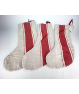 Hearth And Hand with Magnolia Holiday Stocking Collection Red Cream Canv... - $33.12 CAD