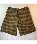 Mossimo Mens Chino Shorts Brown Plaid Size 38 Stash Pocket 11” Inseam - $30.08 CAD