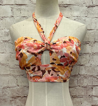 GB Gianni Bini Womens Tropical Coral Floral Halter Crop Top Summer Resort Size M - £23.09 GBP