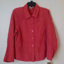 TanJay Shiny Pink Light Blazer Women 10 Petite Button Up Shoulder Pads NWT - £19.75 GBP