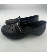 Crocs Juneau Flats Loafers Womens Black Sz 7 Slip On Shoes Elastic Band ... - $15.80