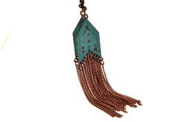 Vintage Blue Green Patina Chain Earrings, Multi Strand Drop Earrings - £12.74 GBP